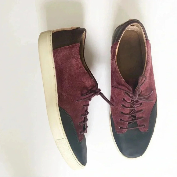 TCG Cooper Mens Suede Sneaker Leather Low Top AW15 Burgundy Size 46 - Picture 1 of 8